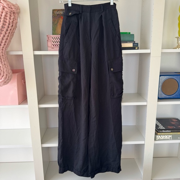 RAMY BROOK Emil Black High Waist Wide-Leg Cargo Pants - Picture 6 of 9